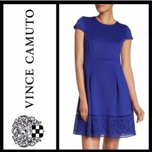 Vince Camuto Black Laser CutFlare Scuba Dress NWT